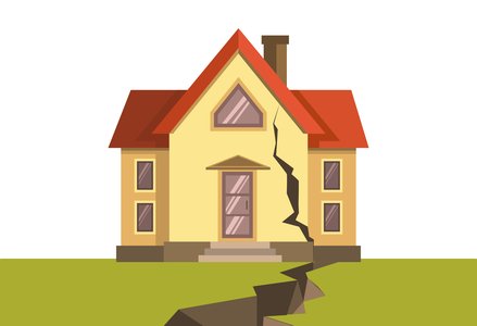 A house during an earthquake