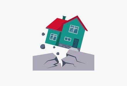 A house is shaken during an earthquake