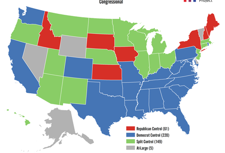 Map of U.S. showing congressional districts labeled 1961