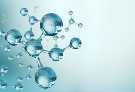 Artist's representation of molecules with glasslike surfaces