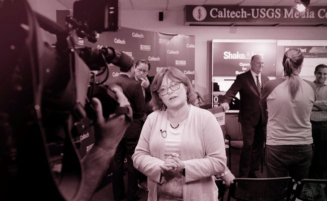 Lucy Jones is interviewed about a recent California earthquake.
