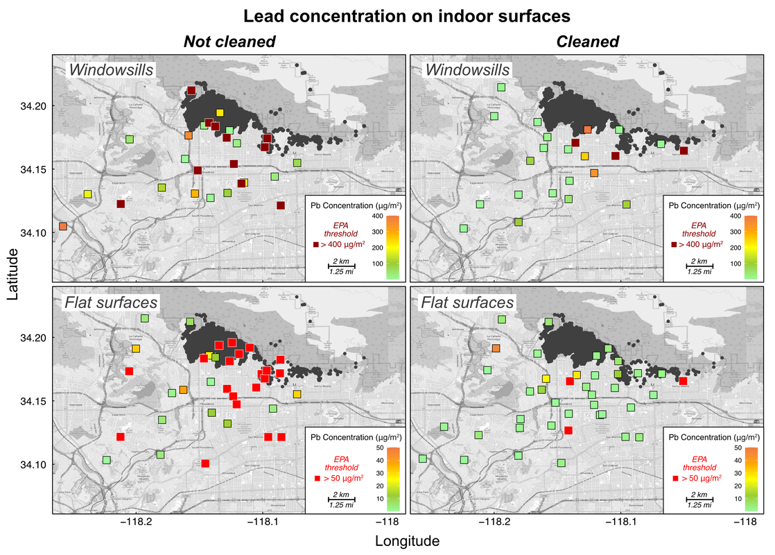 Indoor lead (Pb) concentration (in μg/m2)