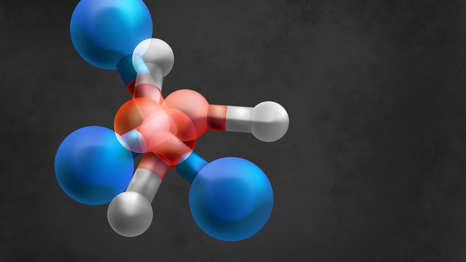 Artist's concept showing the superposition of three different molecular states
