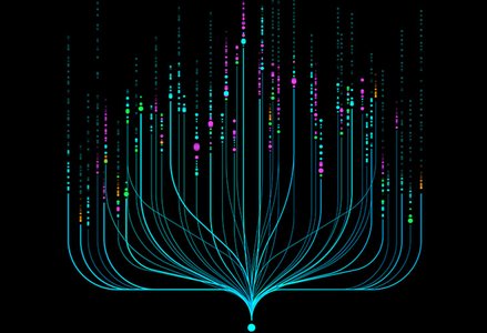 A digital illustration of a branching network resembling a tree
