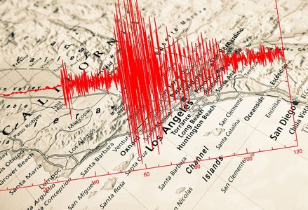 Earthquake measurement over a map of Los Angeles