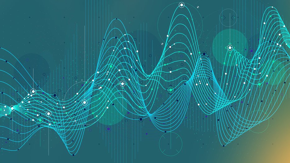 Blue and green abstract image of data analytics