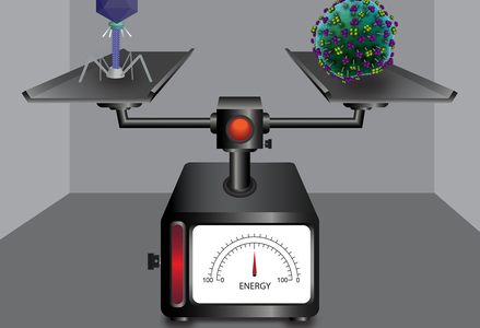 Illustration virus on a scale