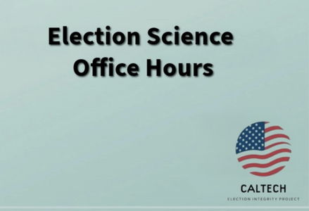 Black text on green background spelling Election Office Hours