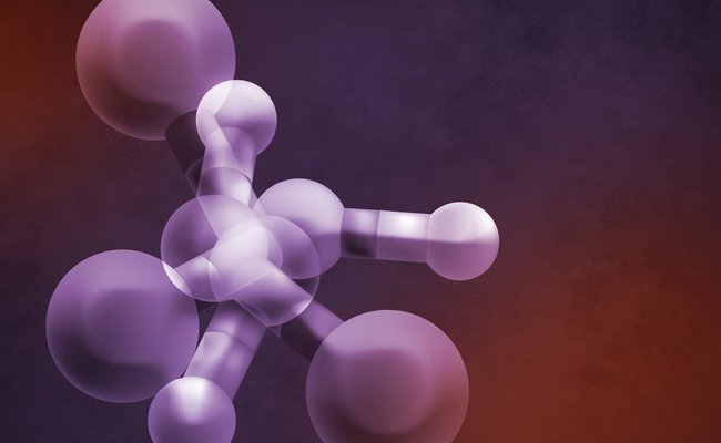 Artist's concept showing the superposition of three different molecular states