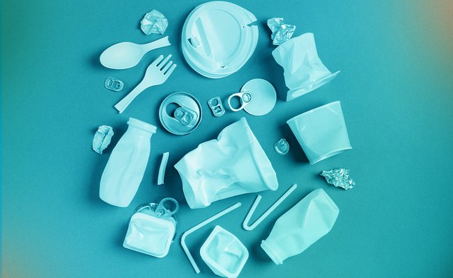 Plastics laid out to make the earth