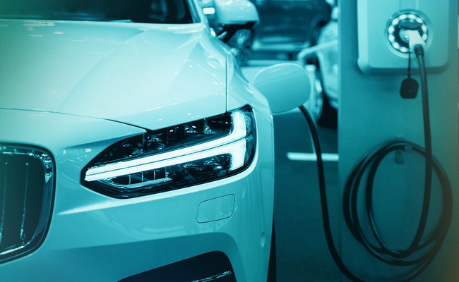 An electric car charging