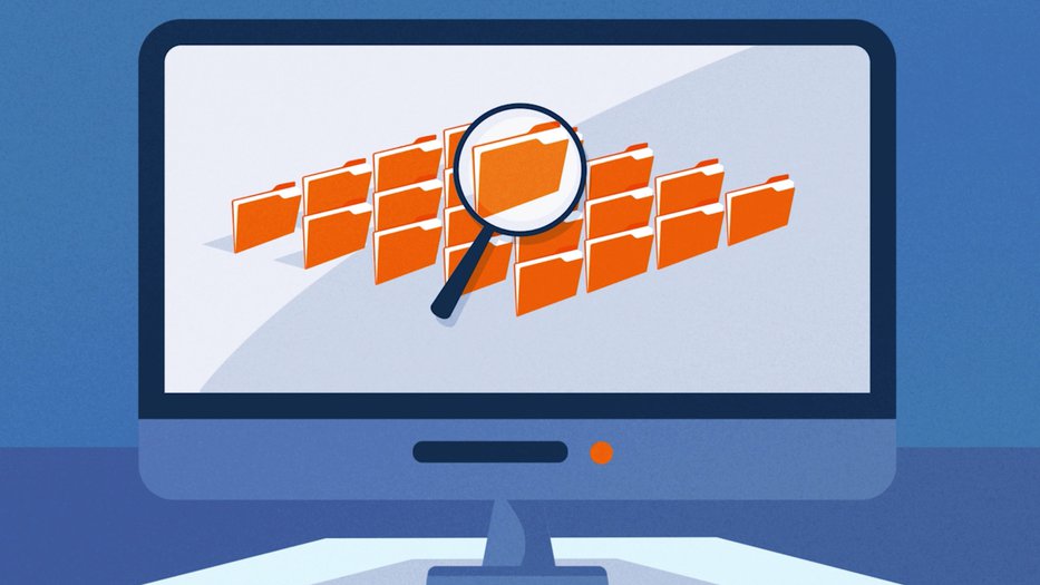 A magnifying glass identifies a potential file with voter fraud