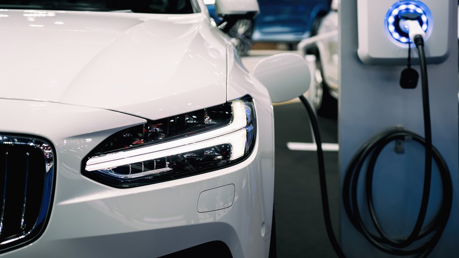 An electric car charging