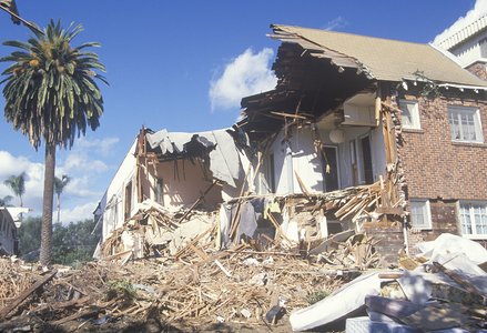 An apartment in Santa Monica devastated by the 1994 Northridge earthquake