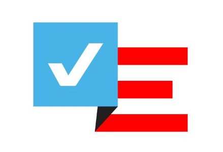 Electionland graphic logo, red white and blue