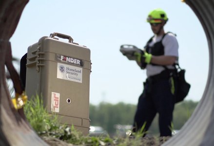 The Finding Individuals for Disaster and Emergency Response (FINDER) prototype technology can locate individuals buried under rubble in disaster scenarios. This photo is from a previous test.
