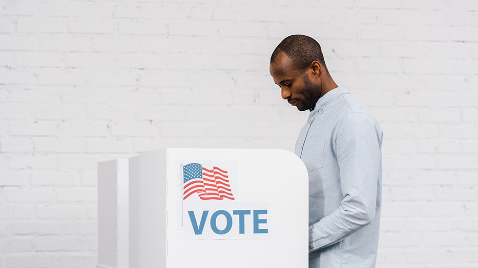 A man votes alone
