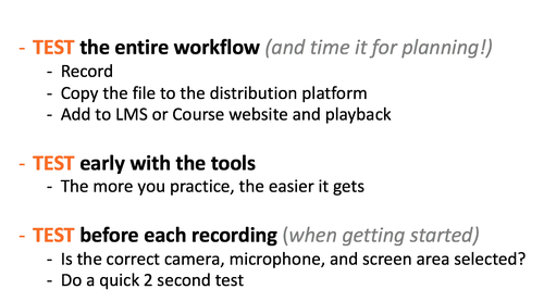 Recording Tips, Test