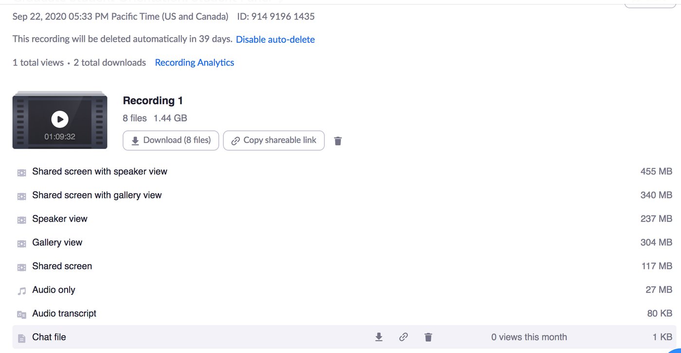 list of cloud recording types