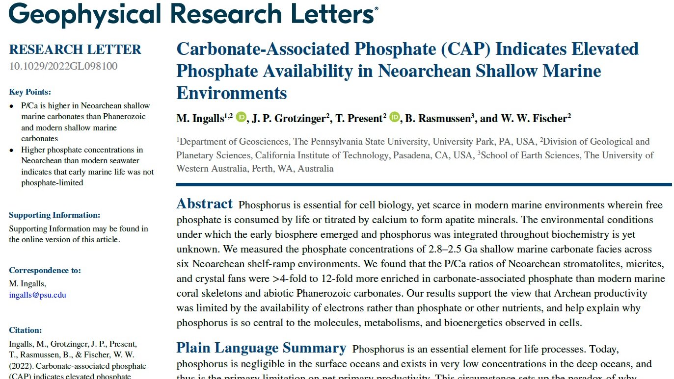 Ingalls et al., Geophysical Research Letters, 2022