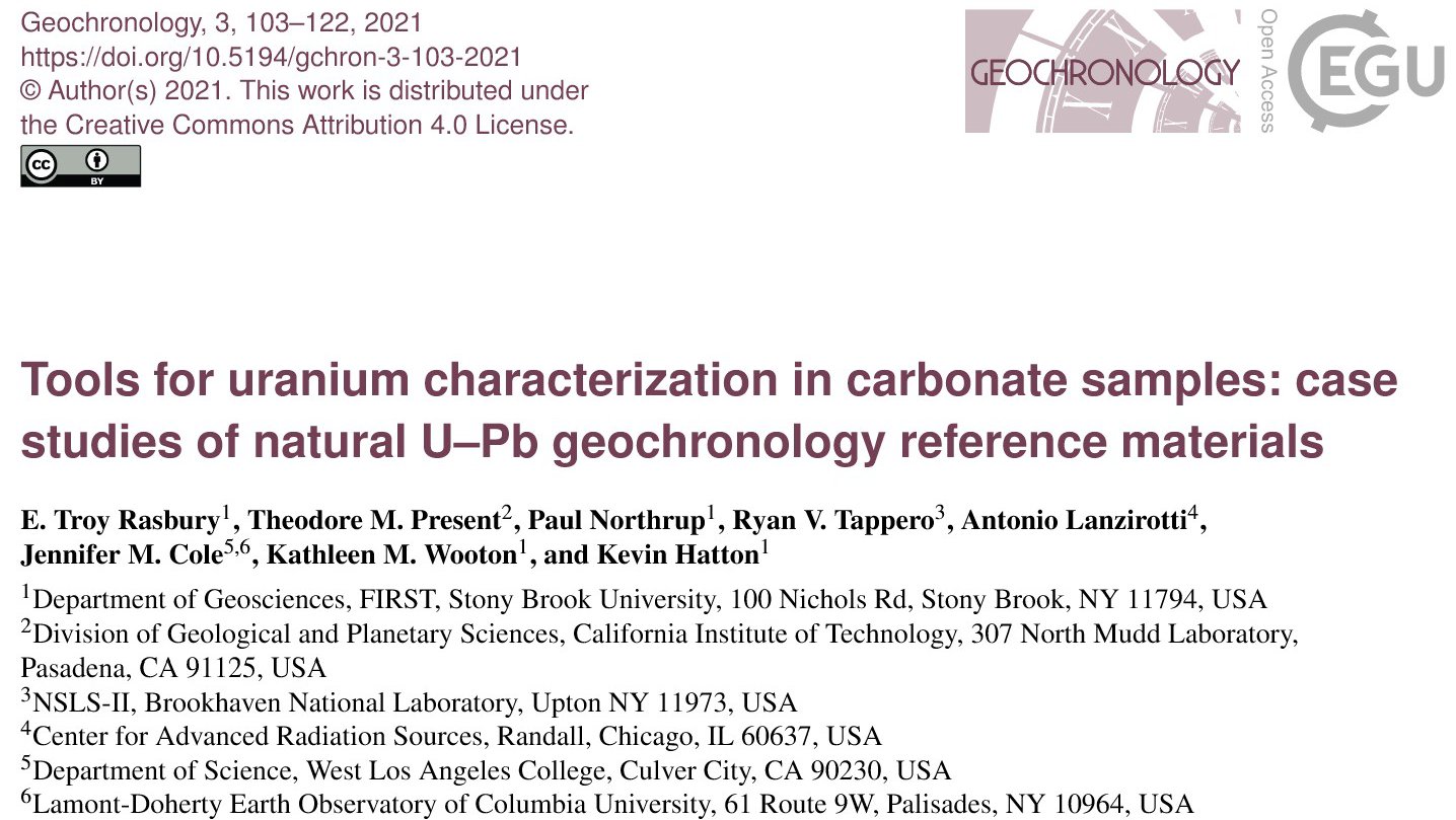 Rasbury et al., Geochronology, 2021 paper header