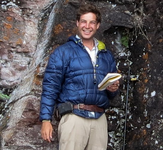 I'm standing on a stromatolite pedestal in the Murky Formation, East Arm of Great Slave Lake, Northwest Territories, Canada