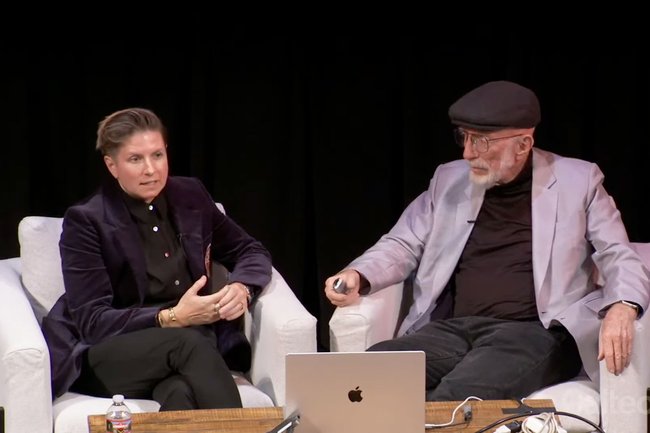 Lia Halloran and Kip Thorne share a presentation at "Behind the Book."