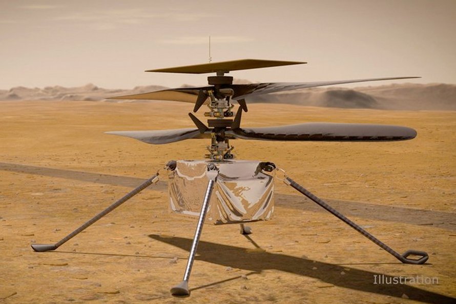 Illustration of the Ingenuity Mars Helicopter.