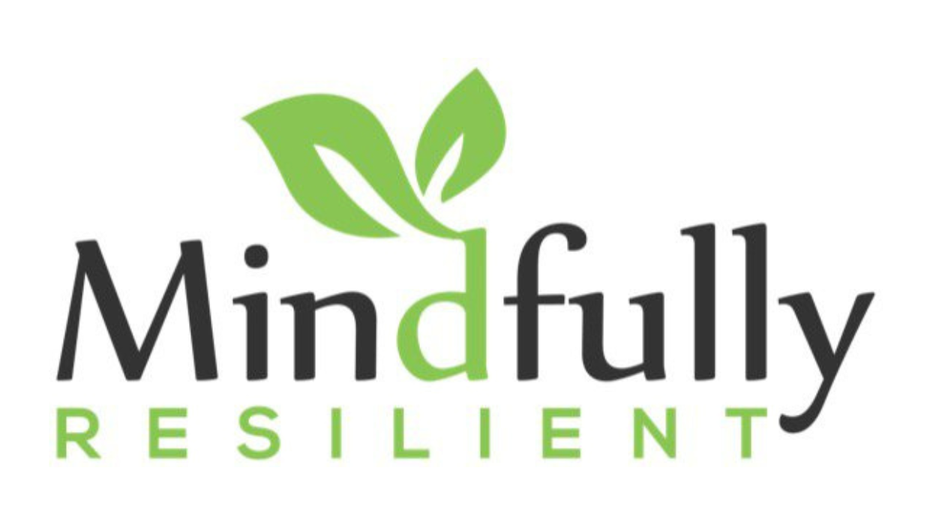 Mindfully resilient logo with a leaf motif
