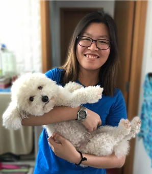 marion holding a cute dog